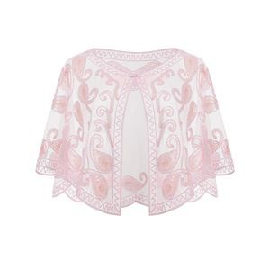 1920s Shawl Wraps Beaded Evening Cape Bridal Shawl Flapper Cover Up (light😙